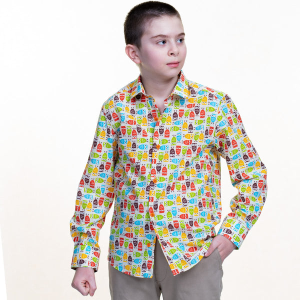 Multicolor Printed Boys Floral Hawaiian Shirts - Tropical Long Sleeve -  ShopCelino