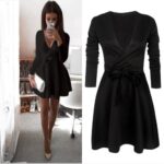 Women Summer Fashion Casual Long Sleeve V-Neck Party Cocktail Short Mini Dress - Celino Corp.