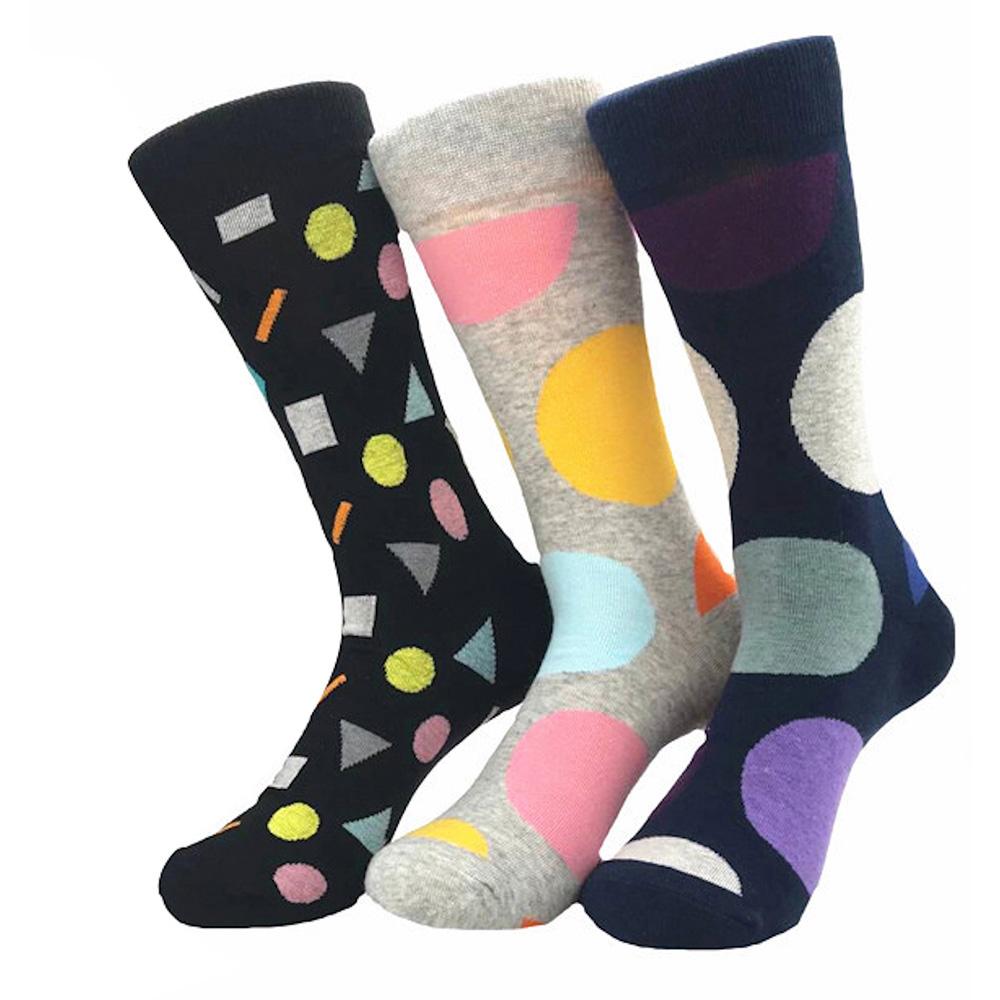 AESO-S003 Men's New Ball Printed Design 3pk Assorted Bundle Soft Colorful Socks - Amedeo Exclusive