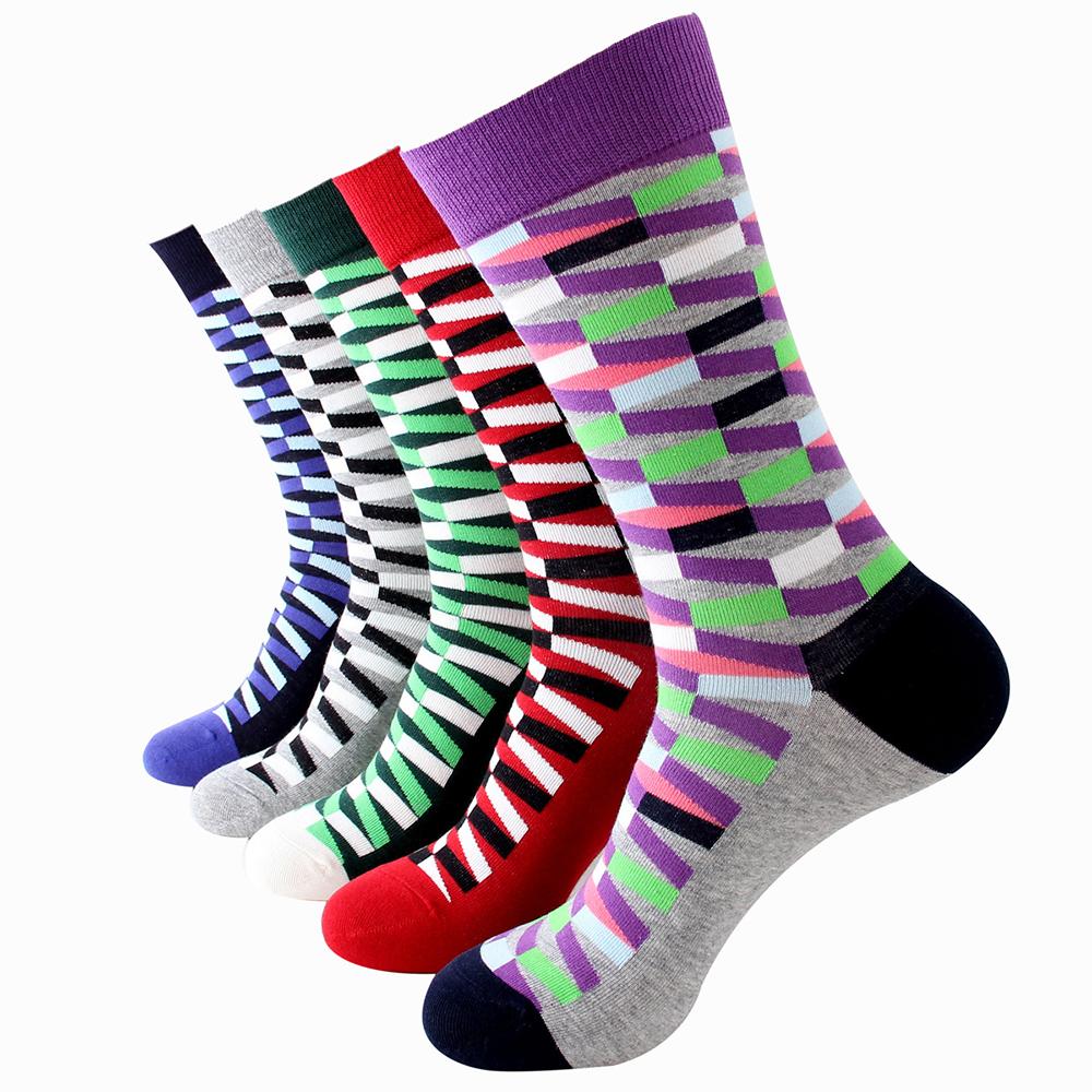 AESO-S033_1 Men's Plain Five Color 5pk Assorted Bundle Soft Elastic Colorful Socks - Amedeo Exclusive