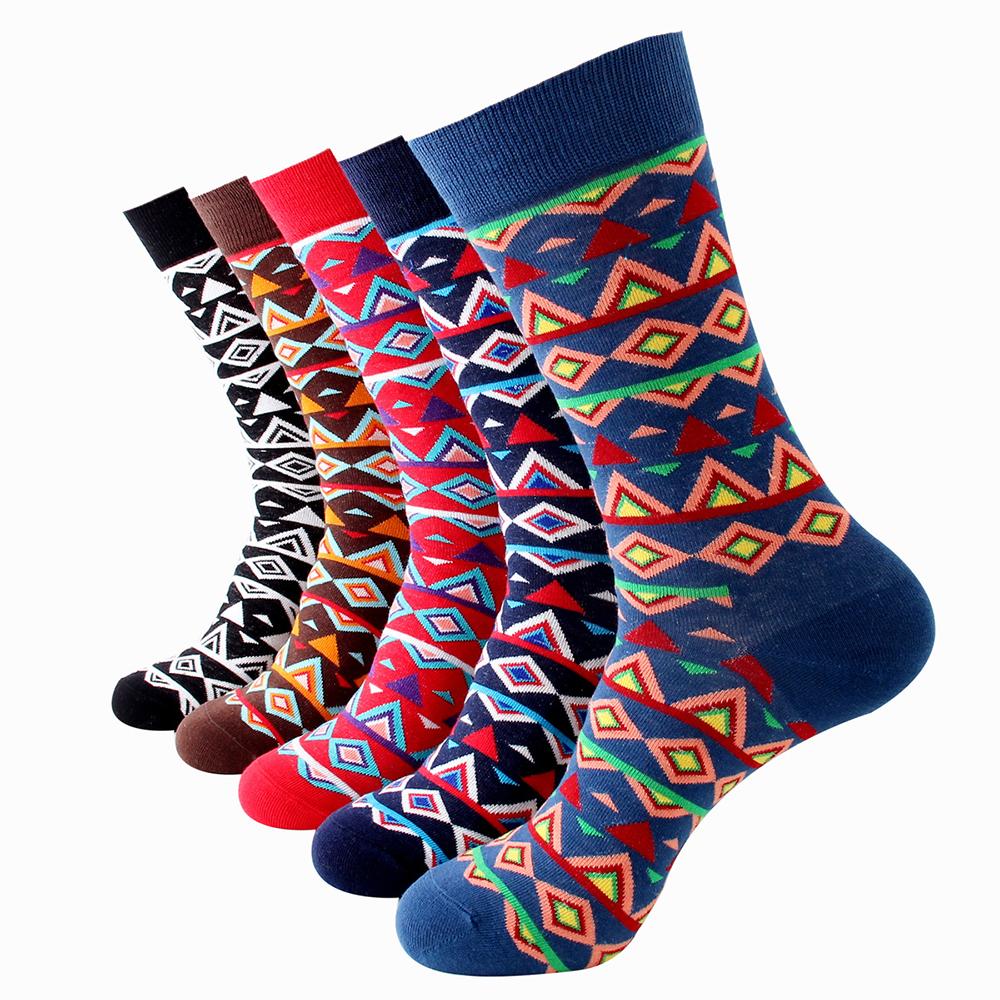 AESO-S035_1 Men's Plain Five Color 5pk Assorted Bundle Soft Elastic Colorful Socks - Amedeo Exclusive