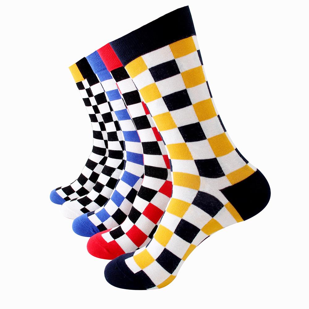 AESO-S036_1 Men's Plain Five Color 5pk Assorted Bundle Soft Elastic Colorful Socks - Amedeo Exclusive