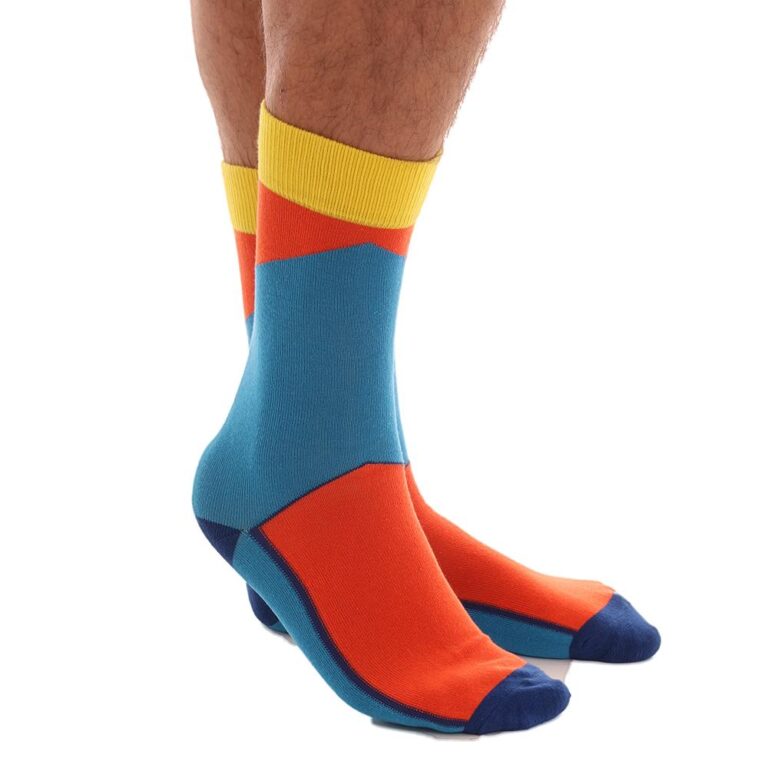 Men's Soft Yellow Orange Blue Socks - Amedeo Exclusive