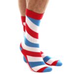 Men's Soft White Blue Red Stripe Socks - Amedeo Exclusive