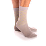 Men's Colorful Grey with Green Crosses Socks - Amedeo Exclusive