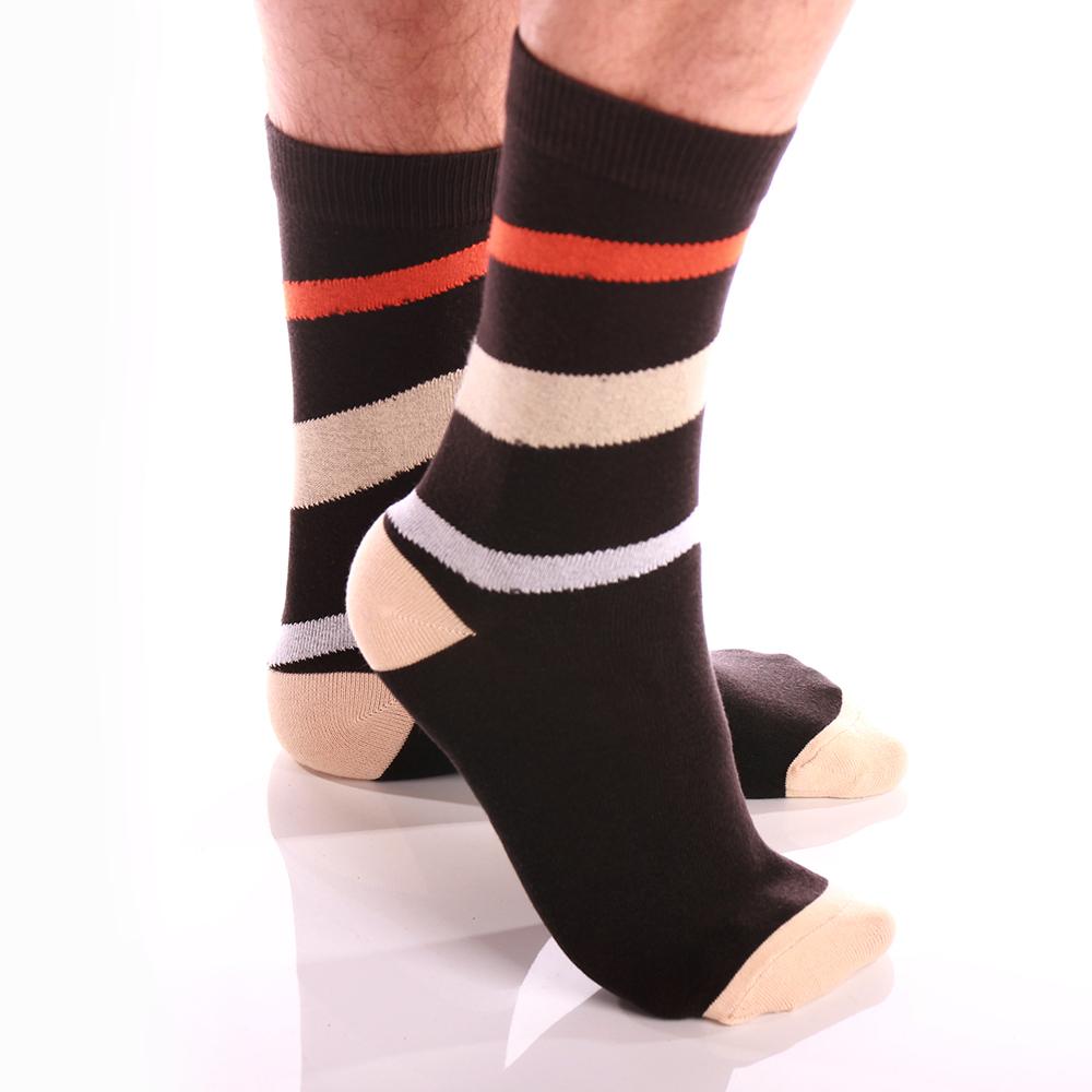 AESO3_1_1026e926-040b-4396-8292-61644a5832d1 Soft Beige Lines Mens Colorful Crew Socks - Premium Cotton Fun socks with Soft Elastic - 3 Pack - Amedeo Exclusive
