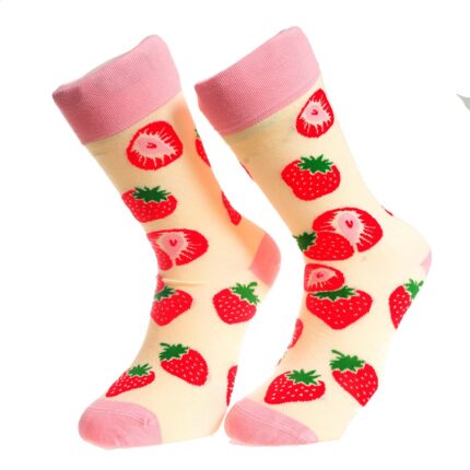 Pink Fruit Printed -European Made - Egyptian Cotton Socks - Premium Cotton Fun socks with Soft Elastic - Celino Corp.