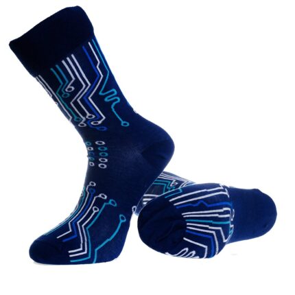 Dark Blue Printed -European Made - Egyptian Cotton Socks - Premium Cotton Fun socks with Soft Elastic - Celino Corp.