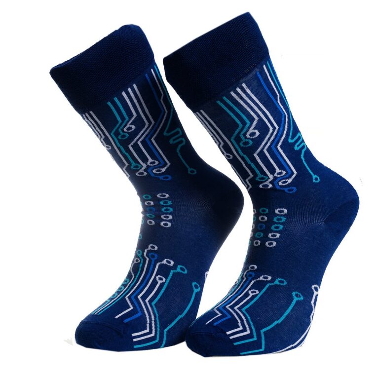 Dark Blue Printed -European Made - Egyptian Cotton Socks - Premium Cotton Fun socks with Soft Elastic - Celino Corp.