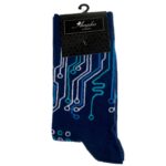 Dark Blue Printed -European Made - Egyptian Cotton Socks - Premium Cotton Fun socks with Soft Elastic - Celino Corp.