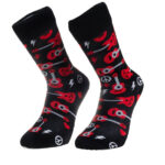 Black Printed Guitar -European Made - Egyptian Cotton Socks - Premium Cotton Fun socks with Soft Elastic - Image 2