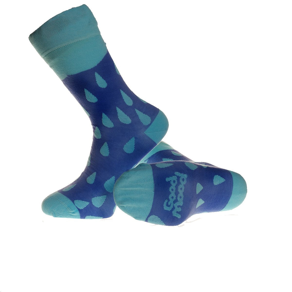 CA0197_1 Blue Water Drop -European Made - Egyptian Cotton Socks - Premium Cotton Fun socks with Soft Elastic - Image 1