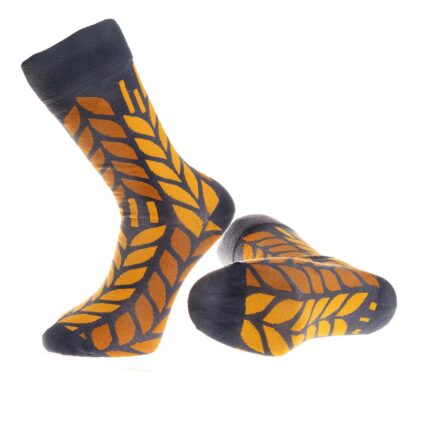 Yellow Leafs Printed-European Made - Egyptian Cotton Socks - Premium Cotton Fun socks with Soft Elastic - Celino Corp.