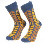 Yellow Leafs Printed-European Made - Egyptian Cotton Socks - Premium Cotton Fun socks with Soft Elastic - Celino Corp.