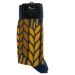 Yellow Leafs Printed-European Made - Egyptian Cotton Socks - Premium Cotton Fun socks with Soft Elastic - Celino Corp.