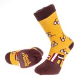 Yellow With White Glasses Printed-European Made - Egyptian Cotton Socks - Premium Cotton Fun socks with Soft Elastic - Celino Corp.