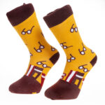 Yellow With White Glasses Printed-European Made - Egyptian Cotton Socks - Premium Cotton Fun socks with Soft Elastic - Celino Corp.