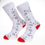 White Printed-European Made - Egyptian Cotton Socks - Premium Cotton Fun socks with Soft Elastic - Celino Corp.