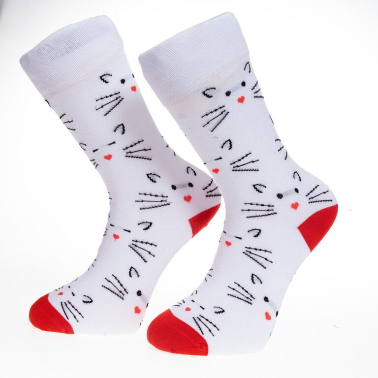 White Printed-European Made - Egyptian Cotton Socks - Premium Cotton Fun socks with Soft Elastic - Celino Corp.