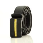 Black & Gold Adjustable Ratchet Slide Buckle Belt for Men - Genuine Leather Automatic Belt with No - Celino Corp.