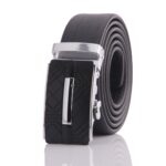 Black Check With Silver Adjustable Ratchet Slide Buckle Belt for Men - Genuine Leather Automatic - Celino Corp.
