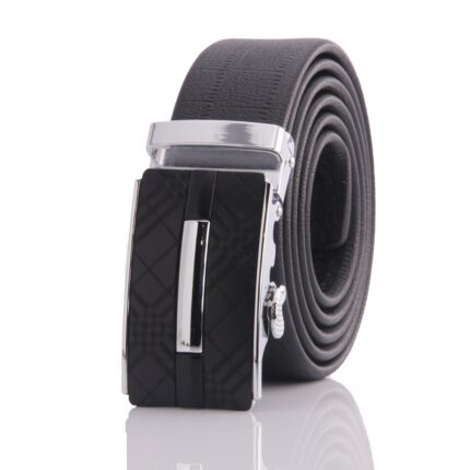 Black With Silver Adjustable Ratchet Slide Buckle Belt for Men - Genuine Leather Automatic Belt with - Celino Corp.