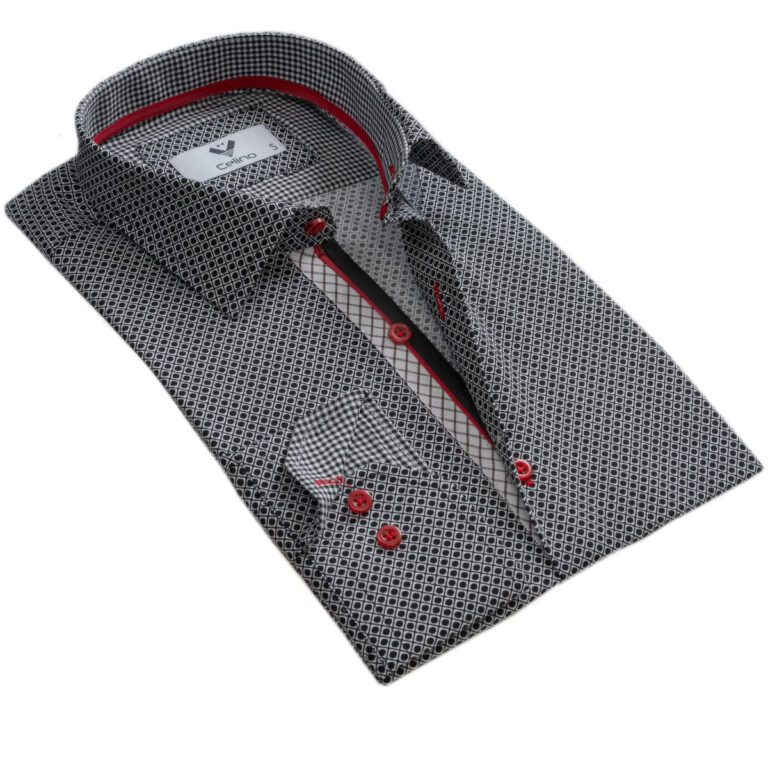 Black & White Mens Slim Fit Designer Dress Shirt - tailored Cotton Shirts for Work and Casual Wear - Celino Corp.