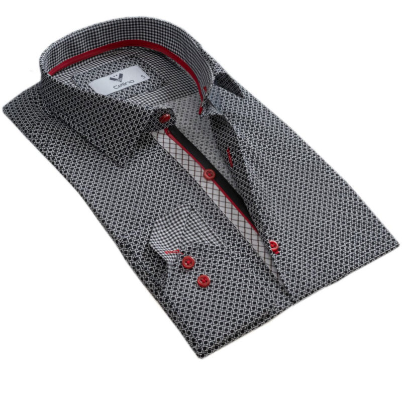 Black & White Mens Slim Fit Designer Dress Shirt - tailored Cotton Shirts for Work and Casual Wear - Celino Corp.