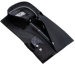 Black Solid Mens Slim Fit Designer Dress Shirt - tailored Cotton Shirts for Work and Casual Wear - Celino Corp.