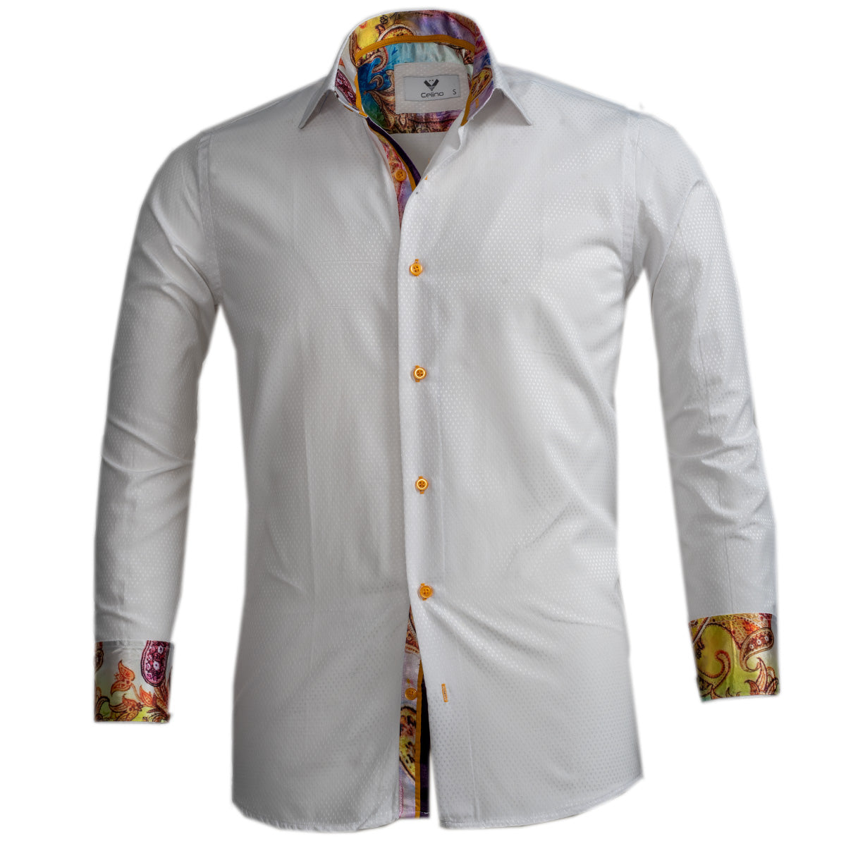 CEBD0155_1 Multicolor Pattern Mens Slim Fit Designer Dress Shirt - tailored Cotton Shirts for Work - Image 1