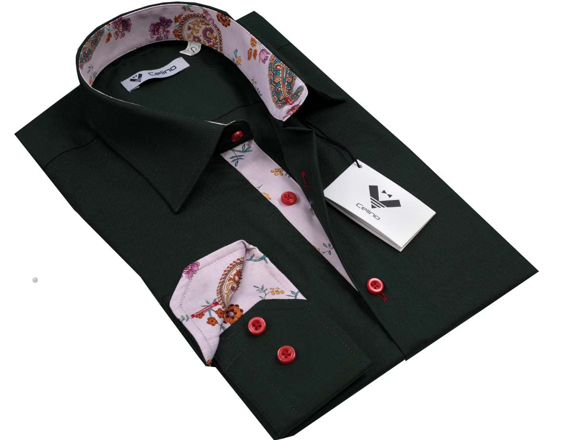 CEBD084 Pattern Mens Slim Fit Designer Dress Shirt - tailored Cotton Shirts for Work - Image 1