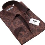 Chocolate Brown Mens Slim Fit Designer Dress Shirt - tailored Cotton Shirts for Work and Casual Wear
