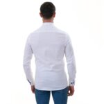 White with Blue inside Slim Fit Designer Dress Shirt - tailored Cotton Shirts for Work - Image 5