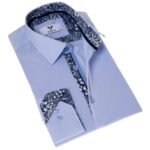 Blue with inside Slim Fit Designer Dress Shirt - tailored Cotton Shirts for Work