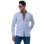 Blue with inside Slim Fit Designer Dress Shirt - tailored Cotton Shirts for Work - Image 3