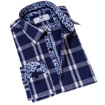 Blue White Checkered inside different Slim Fit Designer Dress Shirt - tailored Cotton Shirts for Work - Celino Corp.