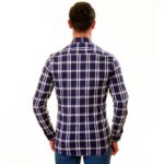 Blue White Checkered inside different Slim Fit Designer Dress Shirt - tailored Cotton Shirts for Work - Celino Corp.
