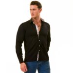 Black inside Floral Slim Fit Designer Dress Shirt - tailored Cotton Shirts for Work - Image 3