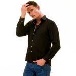 Black inside Floral Slim Fit Designer Dress Shirt - tailored Cotton Shirts for Work - Image 4