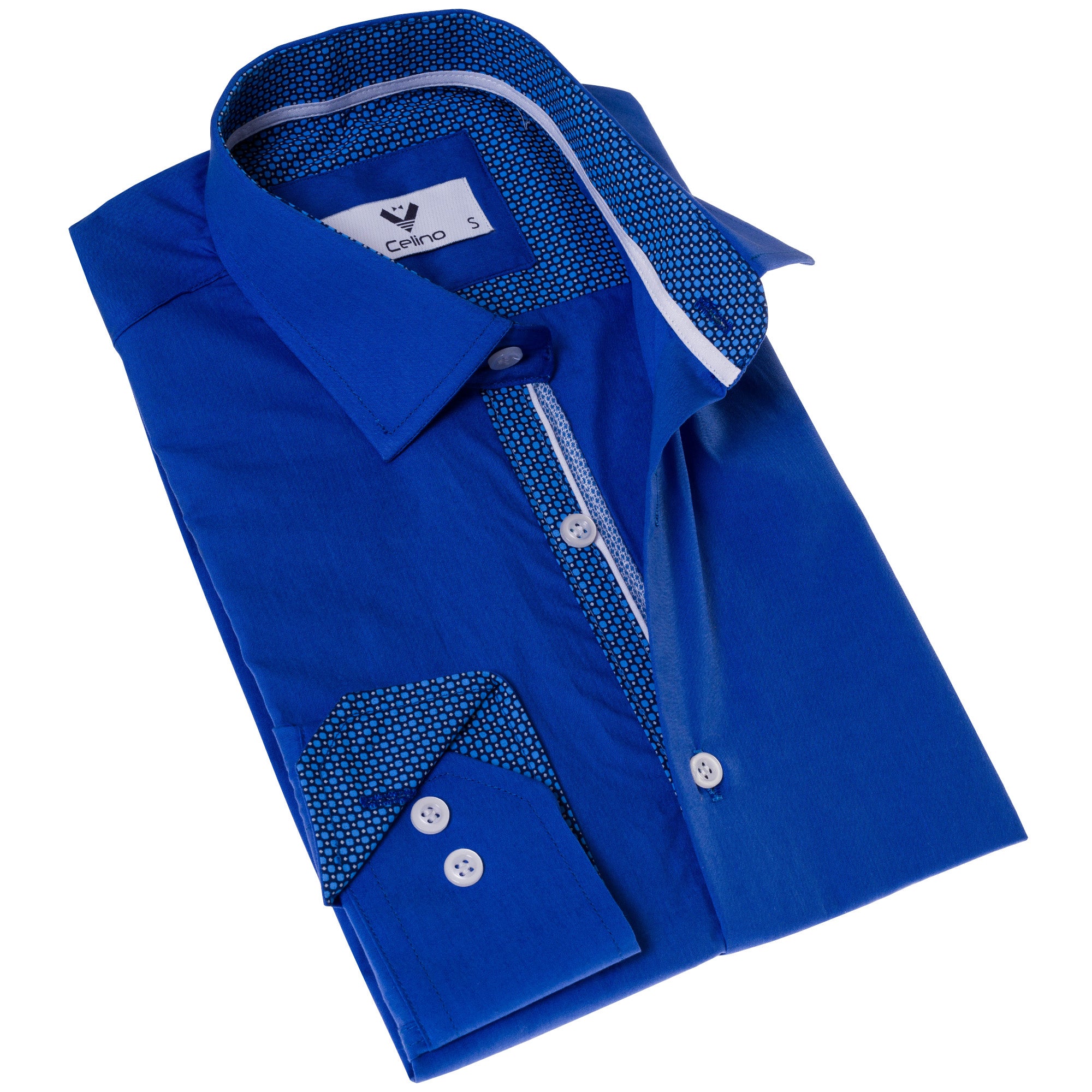 CEBD7210 Blue inside different Slim Fit Designer Dress Shirt - tailored Cotton Shirts for Work - Image 1