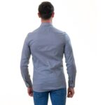 Gray with Navy interior Slim Fit Designer Dress Shirt - tailored Cotton Shirts for Work - Image 5