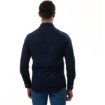Navy with Blue White Paisley inside Slim Fit Designer Dress Shirt - tailored Cotton Shirts for Work - Image 5