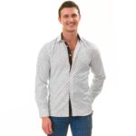 Black Printed White Slim Fit Designer Dress Shirt - tailored Cotton Shirts for Work - Celino Corp.
