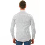 Black Printed White Slim Fit Designer Dress Shirt - tailored Cotton Shirts for Work - Celino Corp.