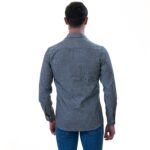 Gray Oxford with Golden Inside Slim Fit Designer Dress Shirt - tailored Cotton Shirts for Work - Image 5