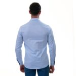Light Blue with Printed inside Slim Fit Designer Dress Shirt - tailored Cotton Shirts for Work - Image 5