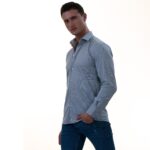 Blue with Floral inside  Slim Fit Designer Dress Shirt - tailored Cotton Shirts for Work - Celino Corp.