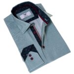 Green with Gren Sailor inside Slim Fit Designer Dress Shirt - tailored Cotton Shirts for Work