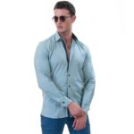 Green with Gren Sailor inside Slim Fit Designer Dress Shirt - tailored Cotton Shirts for Work - Image 3