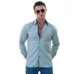 Green with Gren Sailor inside Slim Fit Designer Dress Shirt - tailored Cotton Shirts for Work - Image 4